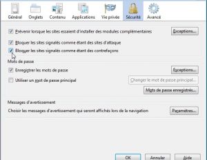 Module Sécurité de Firefox