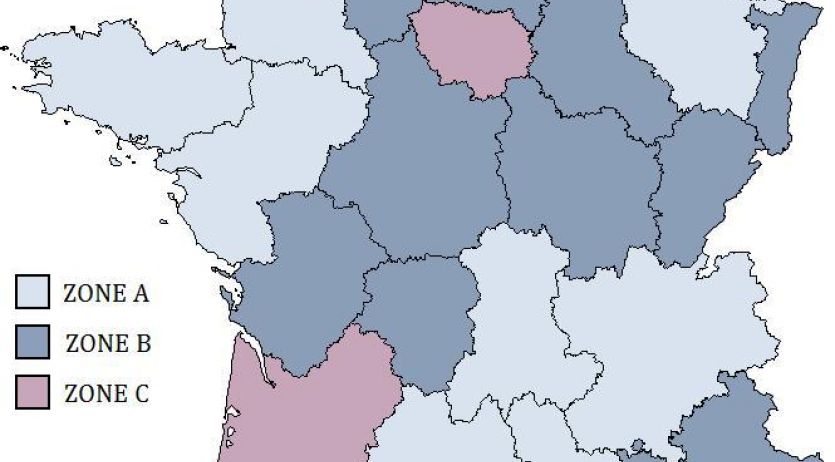 Répartition des zones de vacances en France